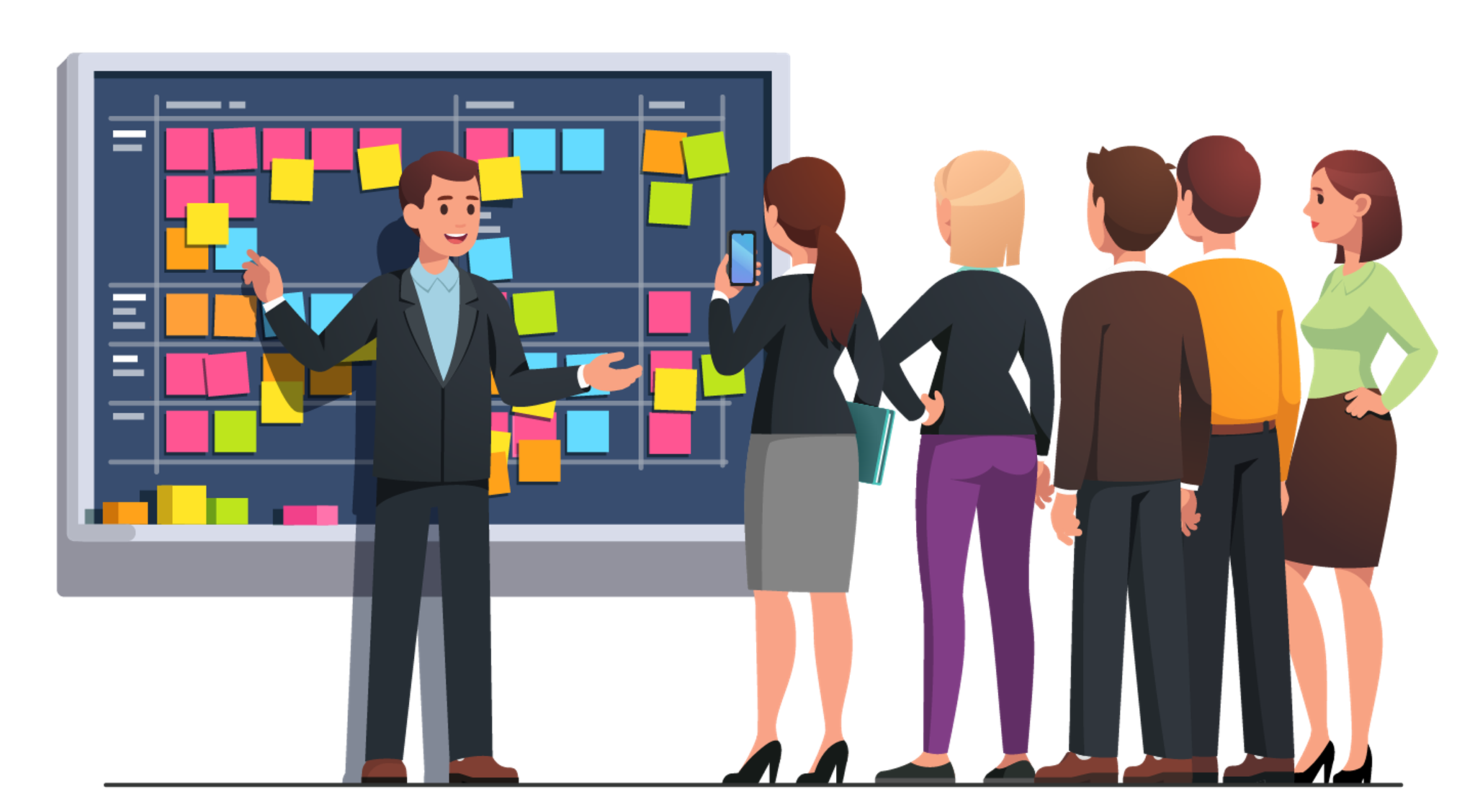 Team Leader discussing Kanban system